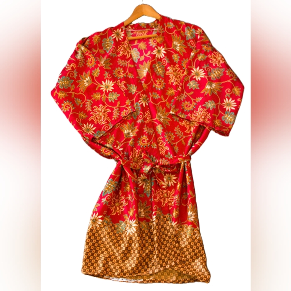NEW Balinese Silk Kimono in red